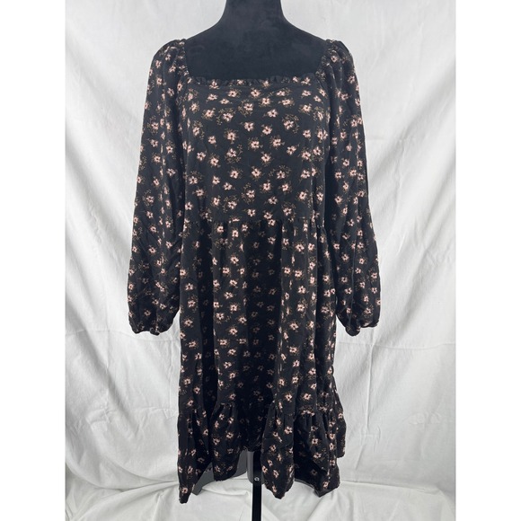 Celebrity Pink Dresses & Skirts - Celebrity Pink Women XXXL Black Pink Floral Long Sleeve Smocked Mini Dress